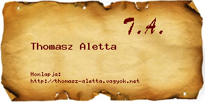 Thomasz Aletta névjegykártya